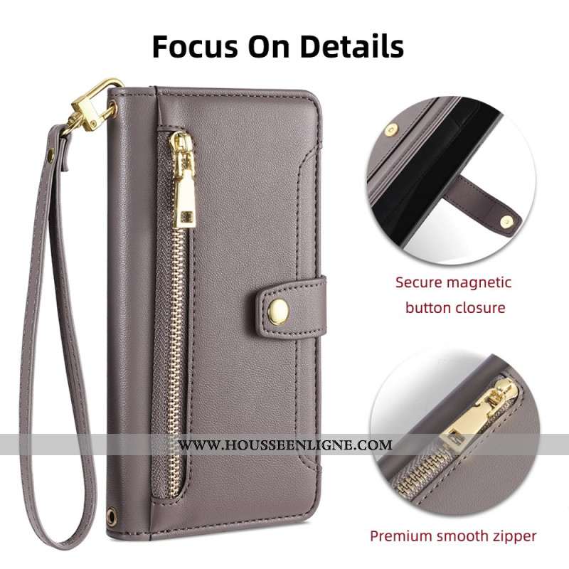Housse Xiaomi Redmi Note 14 Pro Portefeuille à Lnaière et Bandoulière