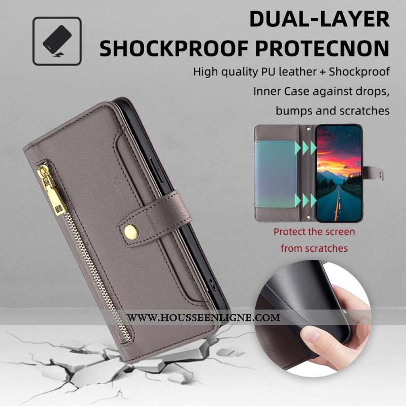 Housse Xiaomi Redmi Note 14 Pro Portefeuille à Lnaière et Bandoulière