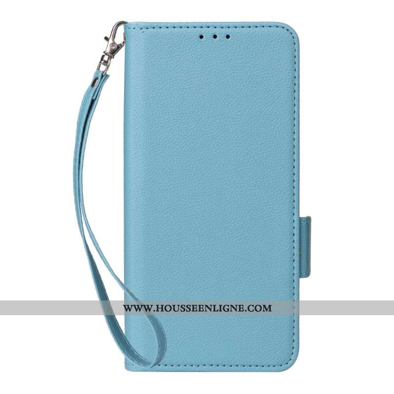 Housse Xiaomi Redmi Note 14 Texture Litchi à Lanière