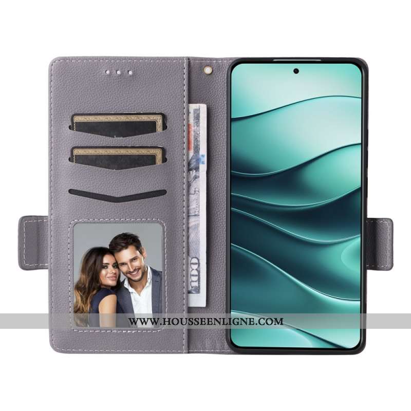 Housse Xiaomi Redmi Note 14 Texture Litchi à Lanière