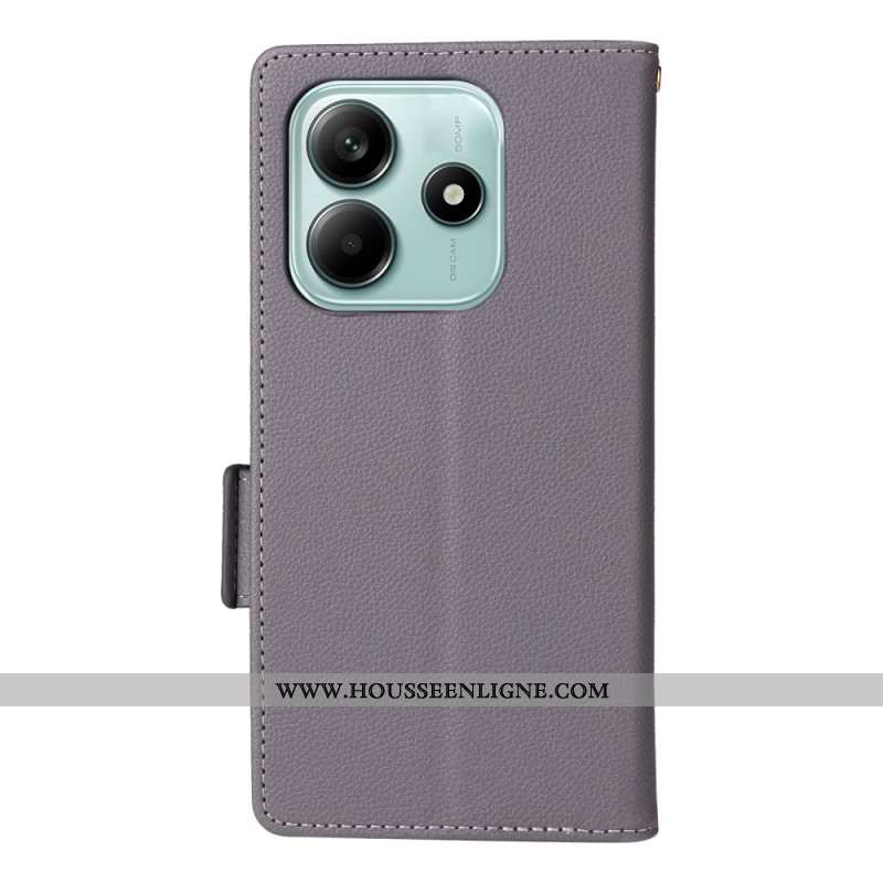 Housse Xiaomi Redmi Note 14 Texture Litchi à Lanière