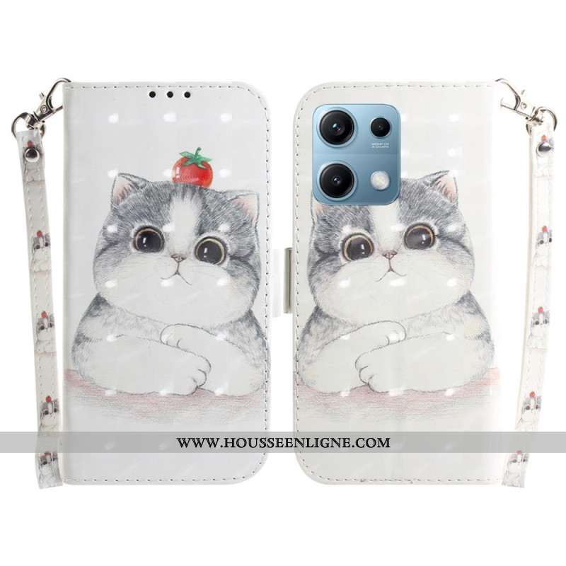 Housse Xiaomi Redmi Note 14S Chat et Fraise à Lanière