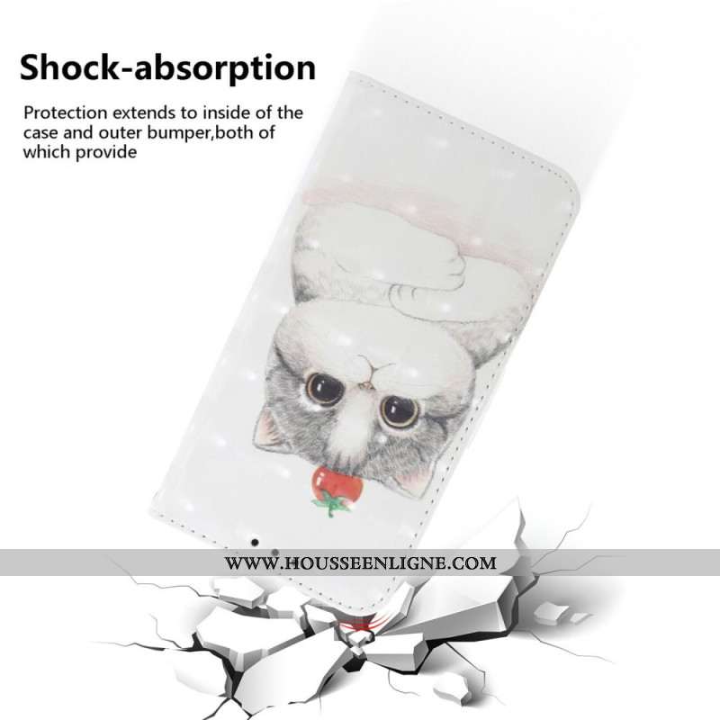 Housse Xiaomi Redmi Note 14S Chat et Fraise à Lanière