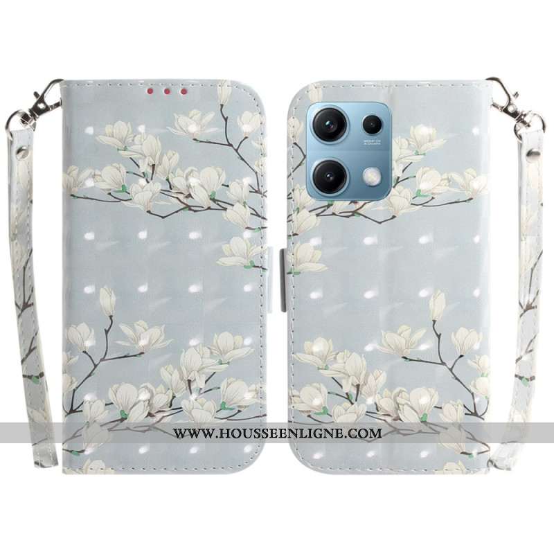 Housse Xiaomi Redmi Note 14S Magnolias à Lanière