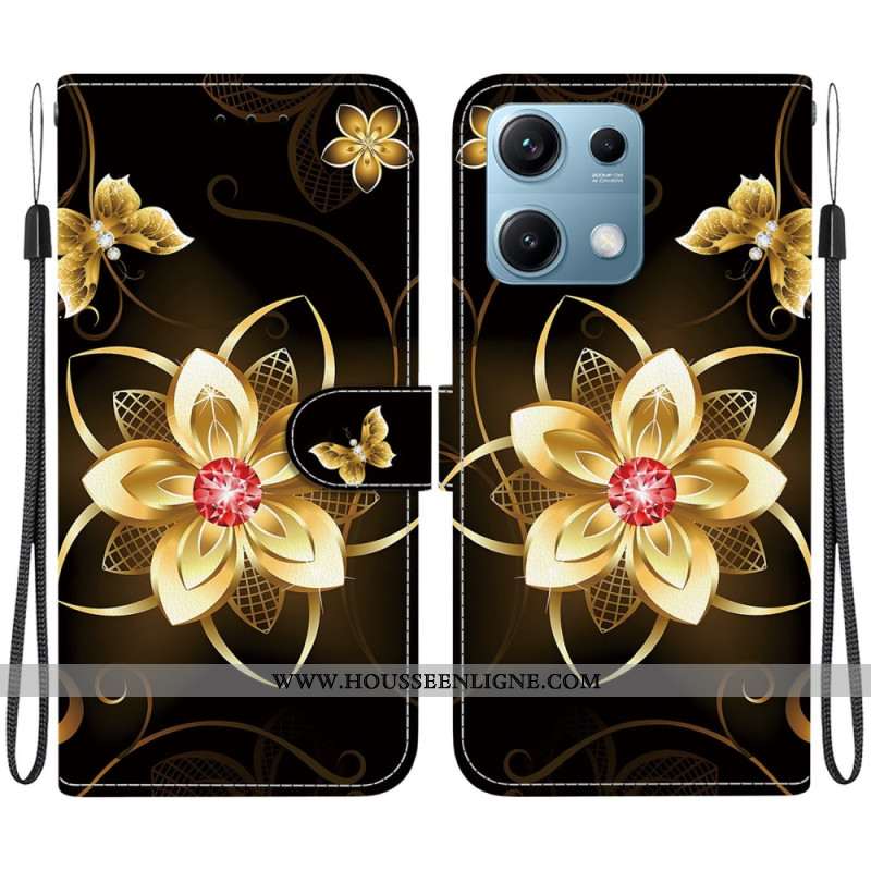 Housse Xiaomi Redmi Note 14S Motif Floral Doré