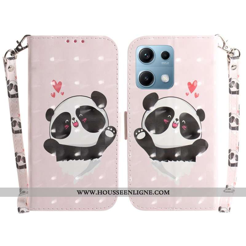 Housse Xiaomi Redmi Note 14S Panda Love à Lanière
