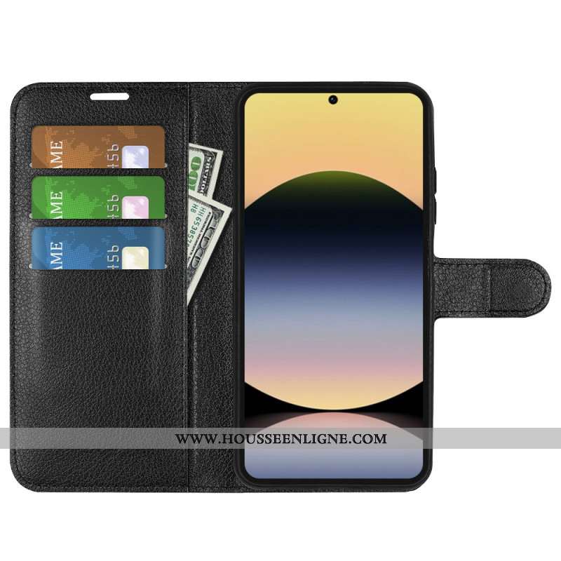 Housse Xiaomi Redmi Note 14S Simili Cuir Litchi Classique