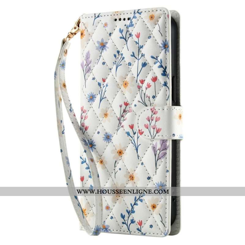 Housse Xiaomi Redmi Note 15 5G / 4G / Poco M8 5G Fleurettes à Lanière