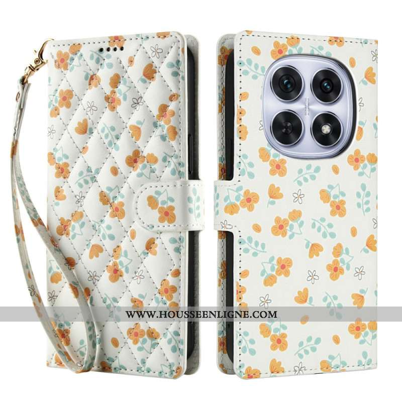 Housse Xiaomi Redmi Note 15 5G / 4G / Poco M8 5G Fleurettes à Lanière