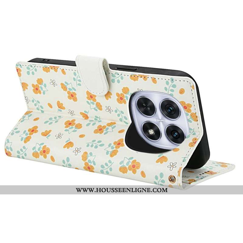 Housse Xiaomi Redmi Note 15 5G / 4G / Poco M8 5G Fleurettes à Lanière