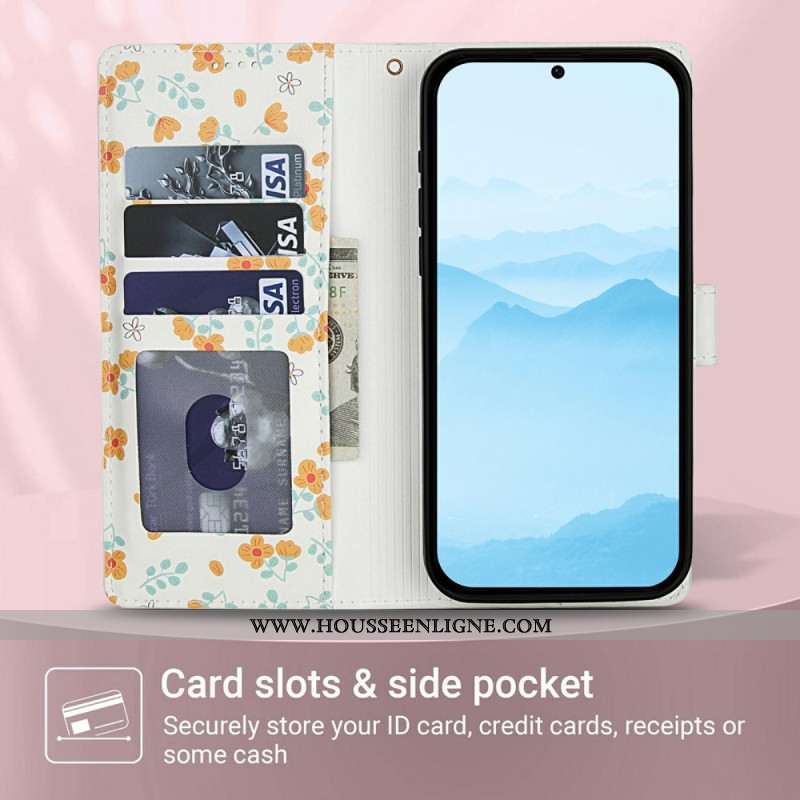 Housse Xiaomi Redmi Note 15 5G / 4G / Poco M8 5G Fleurettes à Lanière