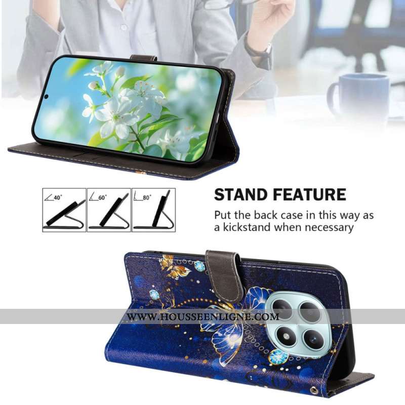 Housse Xiaomi Redmi Note 15 5G / 4G / Poco M8 5G Papillon Bleu