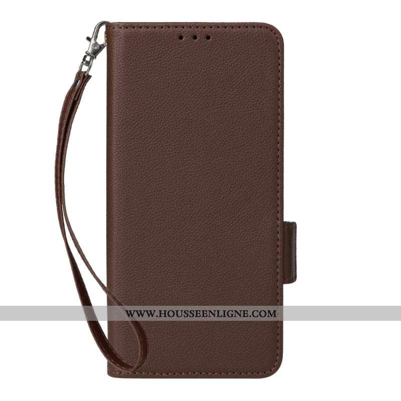 Housse Xiaomi Redmi Note 15 5G / 4G / Poco M8 5G Texture Litchi à Lanière