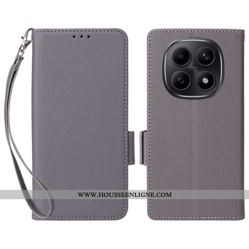 Housse Xiaomi Redmi Note 15 5G / 4G / Poco M8 5G Texture Litchi à Lanière