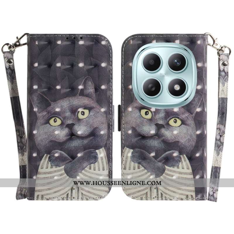 Housse Xiaomi Redmi Note 15 5G / Poco M8 5G Chat Gris à Lanière