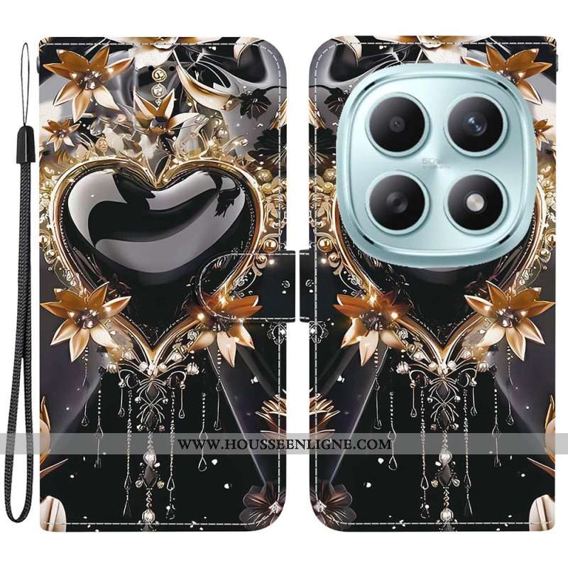 Housse Xiaomi Redmi Note 15 5G / Poco M8 5G Cœur Noir et Or