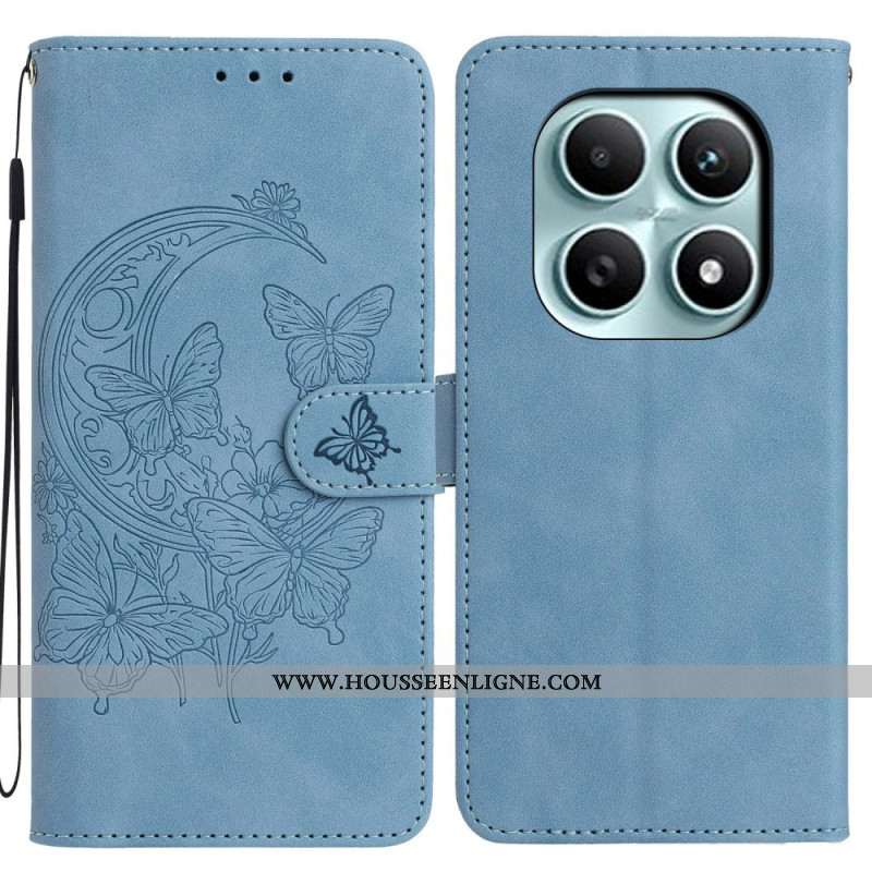 Housse Xiaomi Redmi Note 15 5G / Poco M8 5G Effet Daim Papillon et Fleurs