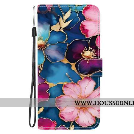 Housse Xiaomi Redmi Note 15 5G / Poco M8 5G Fleurs Bleu Or