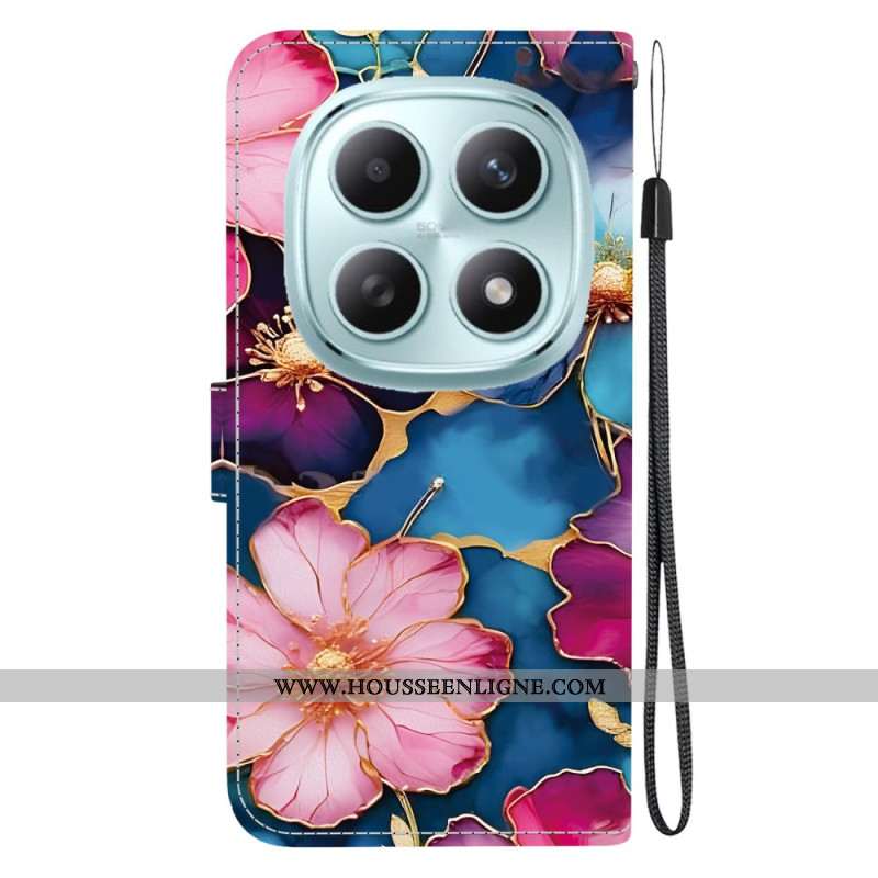 Housse Xiaomi Redmi Note 15 5G / Poco M8 5G Fleurs Bleu Or