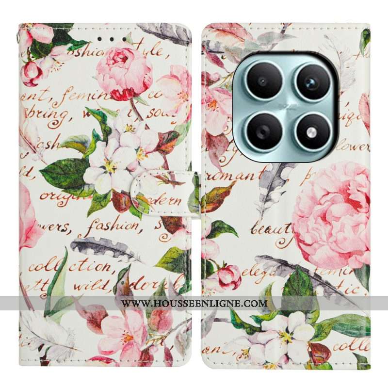 Housse Xiaomi Redmi Note 15 5G / Poco M8 5G Fleurs et Feuilles Vertes