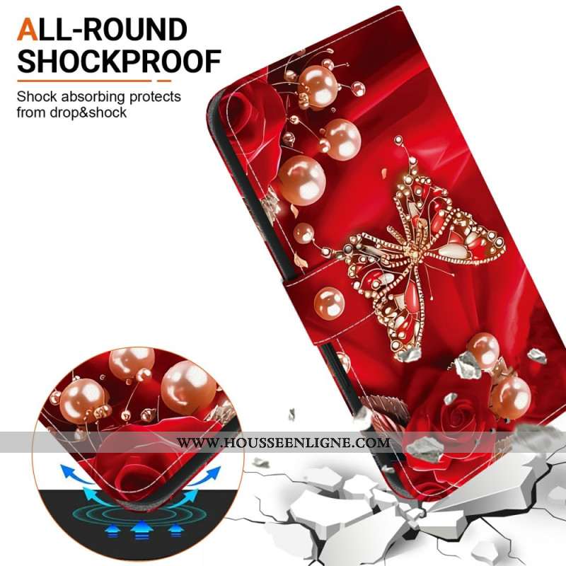 Housse Xiaomi Redmi Note 15 5G / Poco M8 5G Papillon Rose Nacré