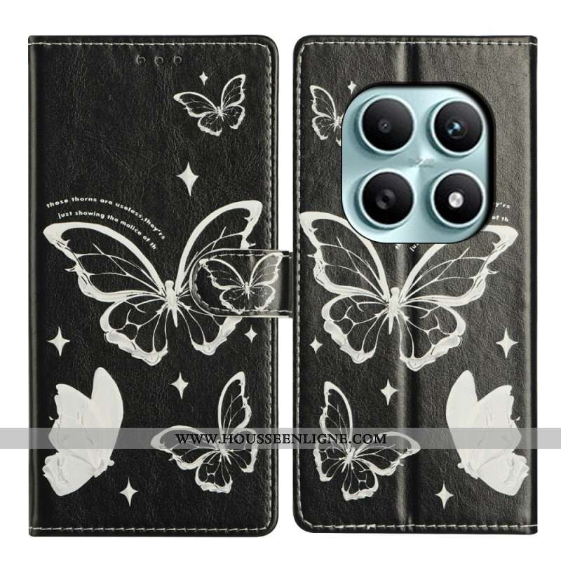 Housse Xiaomi Redmi Note 15 5G / Poco M8 5G Papillons Noirs et Blancs