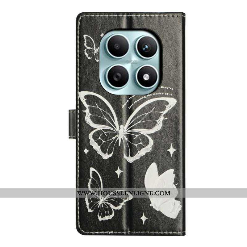 Housse Xiaomi Redmi Note 15 5G / Poco M8 5G Papillons Noirs et Blancs