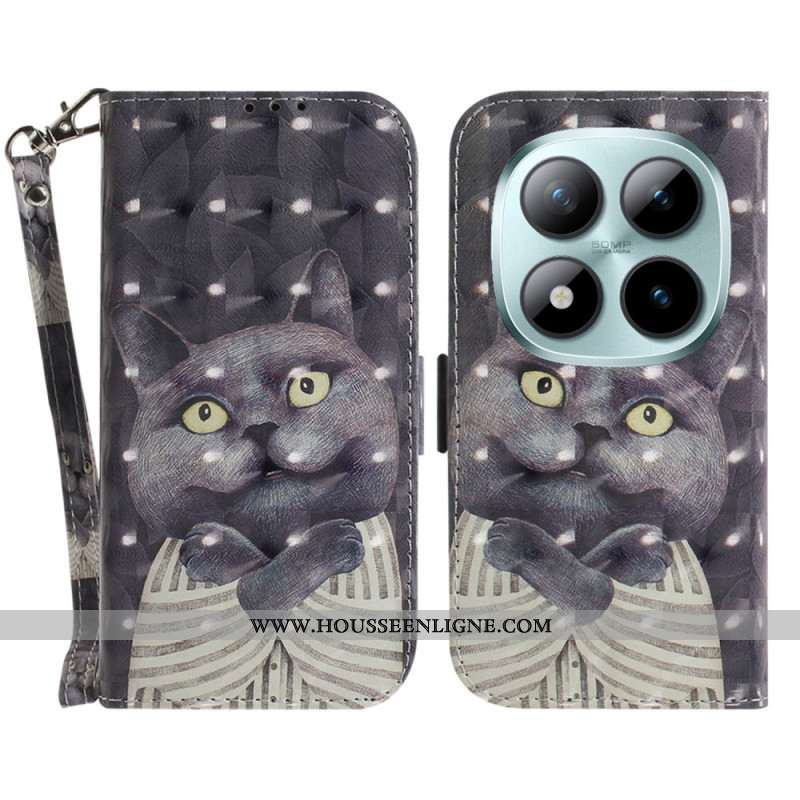Housse Xiaomi Redmi Note 15 Pro 5G Chat Gris à Lanière