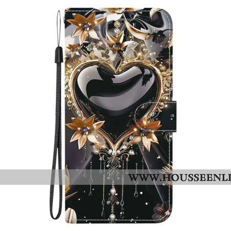 Housse Xiaomi Redmi Note 15 Pro 5G Cœur Noir et Or