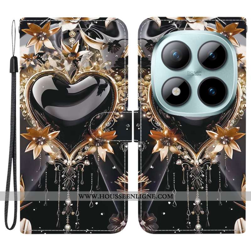 Housse Xiaomi Redmi Note 15 Pro 5G Cœur Noir et Or