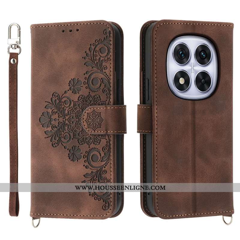 Housse Xiaomi Redmi Note 15 Pro 5G Effet Daim Mandala avec Bandoulière