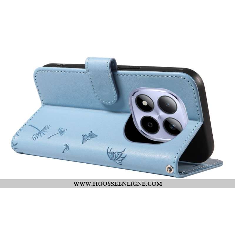 Housse Xiaomi Redmi Note 15 Pro 5G Motif Pissenlits à Lanière