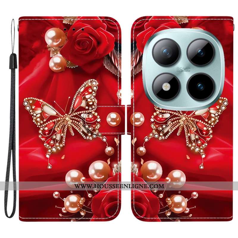 Housse Xiaomi Redmi Note 15 Pro 5G Papillon Rose Nacré