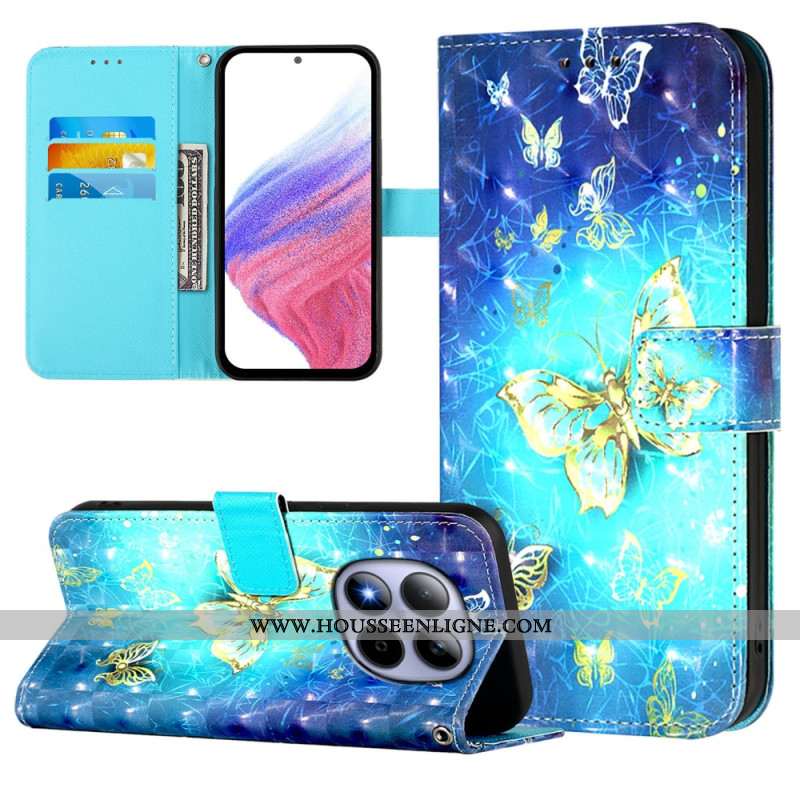 Housse Xiaomi Redmi Note 15 Pro 5G Papillons Dorés