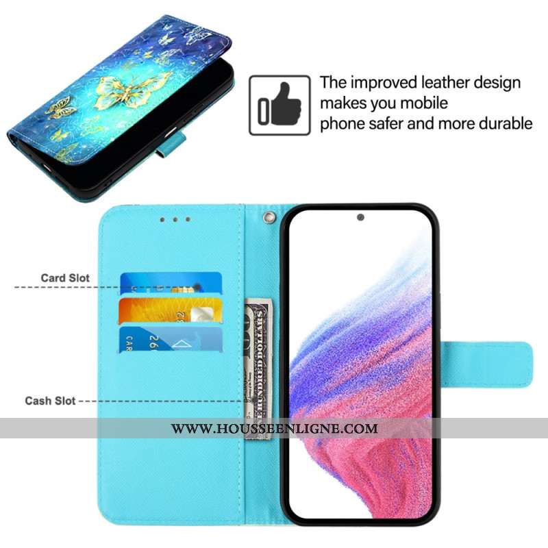 Housse Xiaomi Redmi Note 15 Pro 5G Papillons Dorés