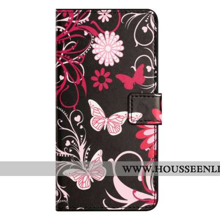 Housse Xiaomi Redmi Note 15 Pro 5G Papillons sur Fond Noir