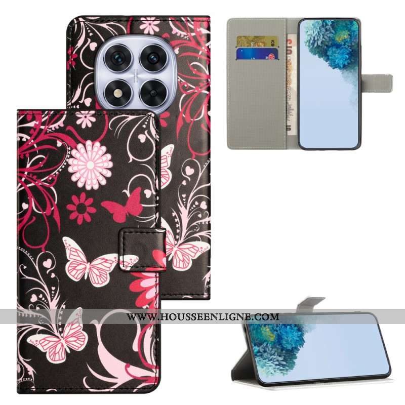 Housse Xiaomi Redmi Note 15 Pro 5G Papillons sur Fond Noir
