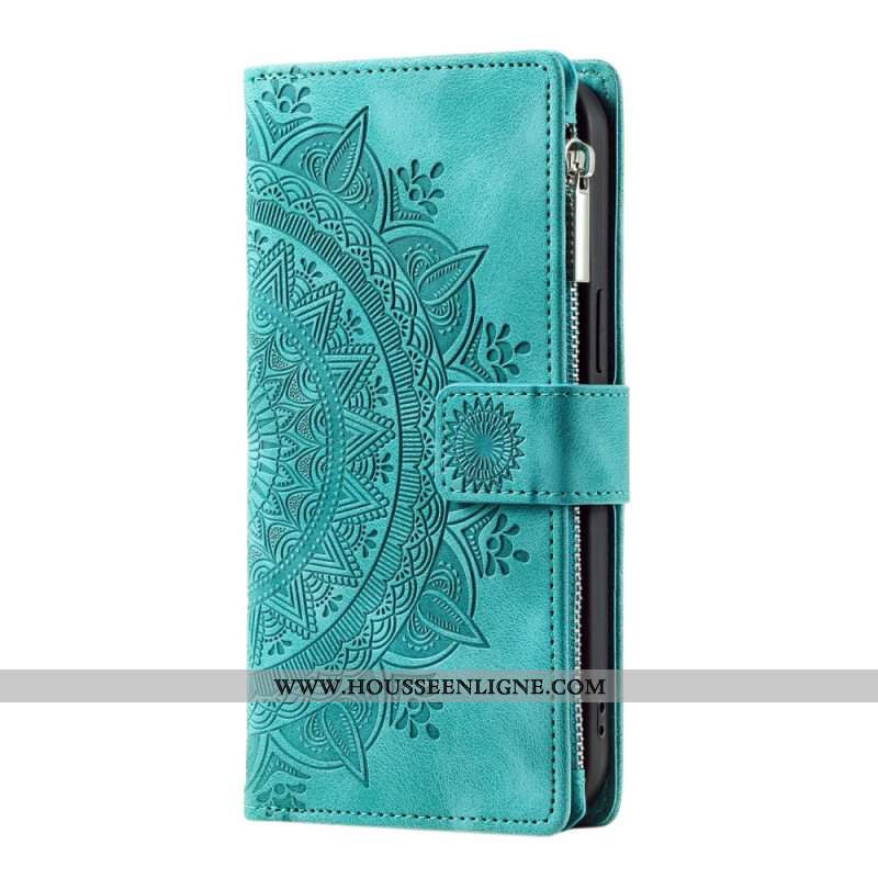 Housse Xiaomi Redmi Note 15 Pro 5G Portefeuille Effet Daim Fleur Mandala