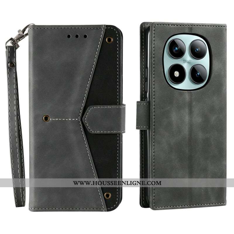 Housse Xiaomi Redmi Note 15 Pro Plus 5G / Poco M8 Pro 5G Bicolore Rétro à Lanière