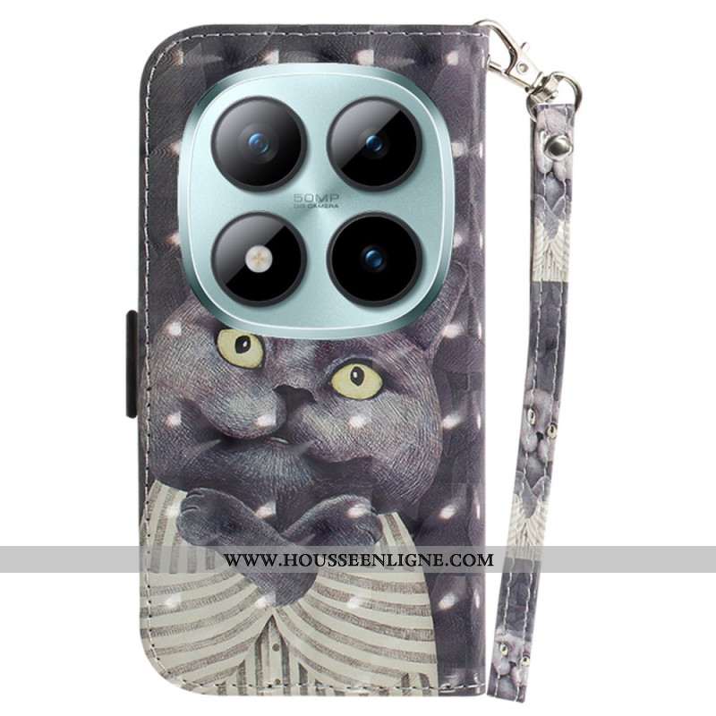 Housse Xiaomi Redmi Note 15 Pro Plus 5G / Poco M8 Pro 5G Chat Gris à Lanière