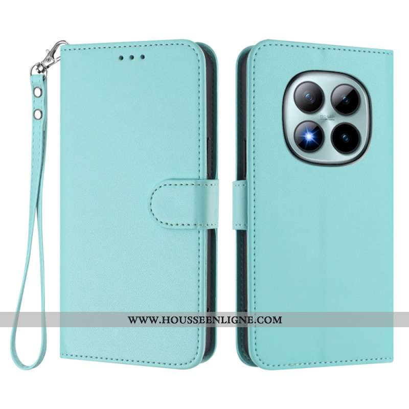 Housse Xiaomi Redmi Note 15 Pro Plus 5G / Poco M8 Pro 5G Effet Cuir Uni avec Lanière