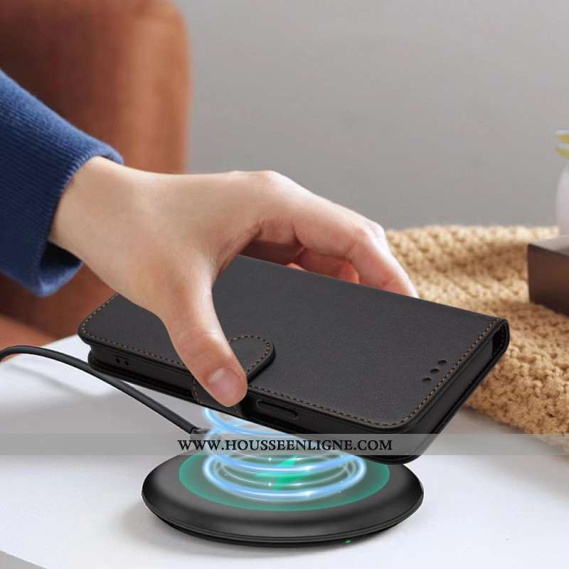 Housse Xiaomi Redmi Note 15 Pro Plus 5G / Poco M8 Pro 5G Effet Cuir Uni avec Lanière