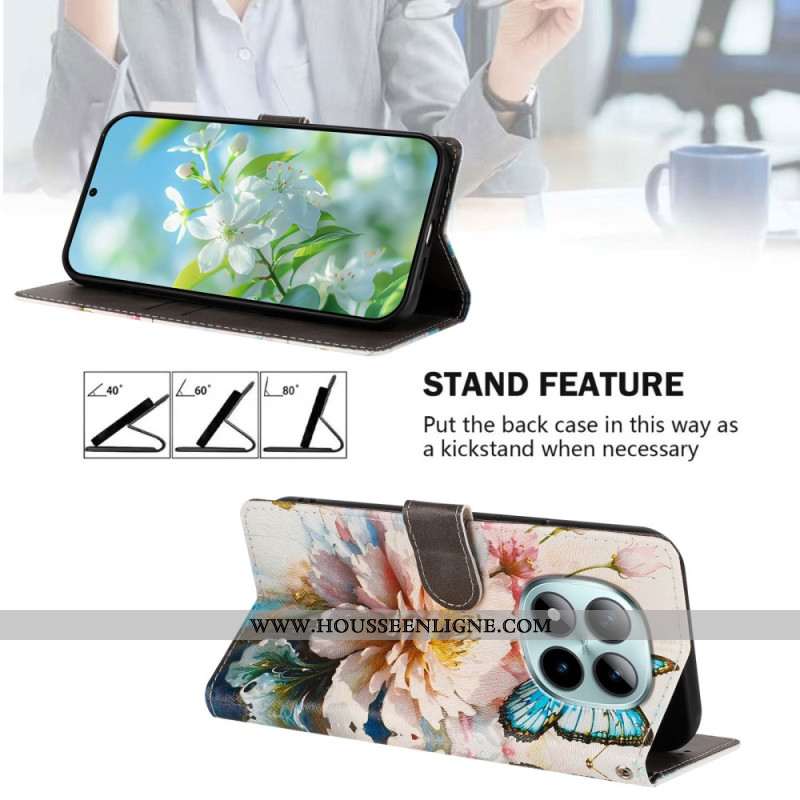 Housse Xiaomi Redmi Note 15 Pro Plus 5G / Poco M8 Pro 5G Fleur et Papillon Bleu