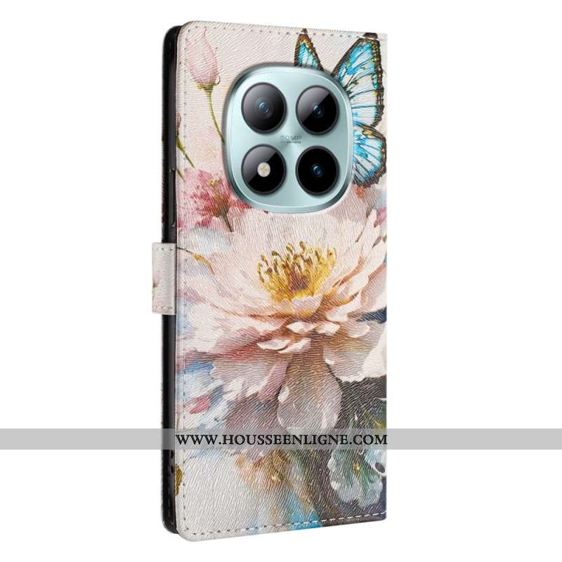 Housse Xiaomi Redmi Note 15 Pro Plus 5G / Poco M8 Pro 5G Fleur et Papillon Bleu