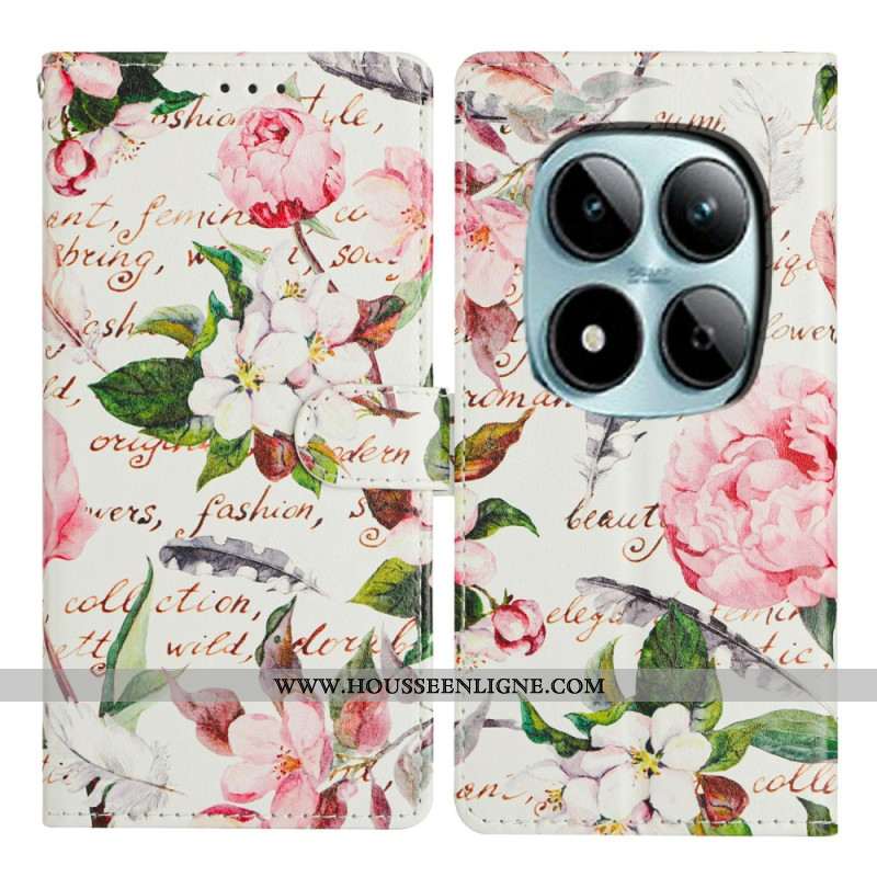 Housse Xiaomi Redmi Note 15 Pro Plus 5G / Poco M8 Pro 5G Fleurs et Feuilles Vertes