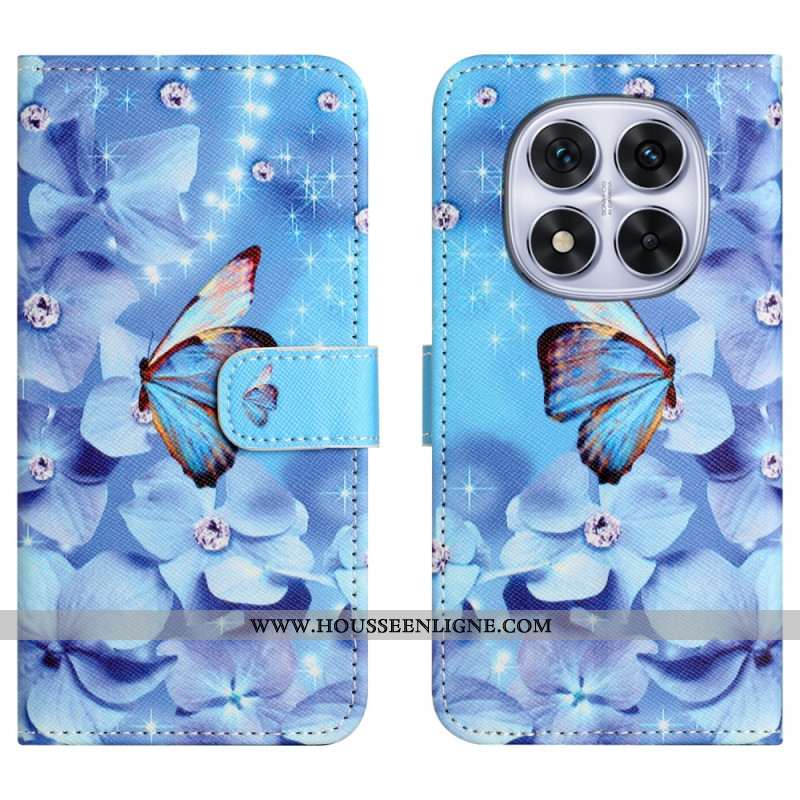 Housse Xiaomi Redmi Note 15 Pro Plus 5G / Poco M8 Pro 5G Fleurs et Papillons Bleus