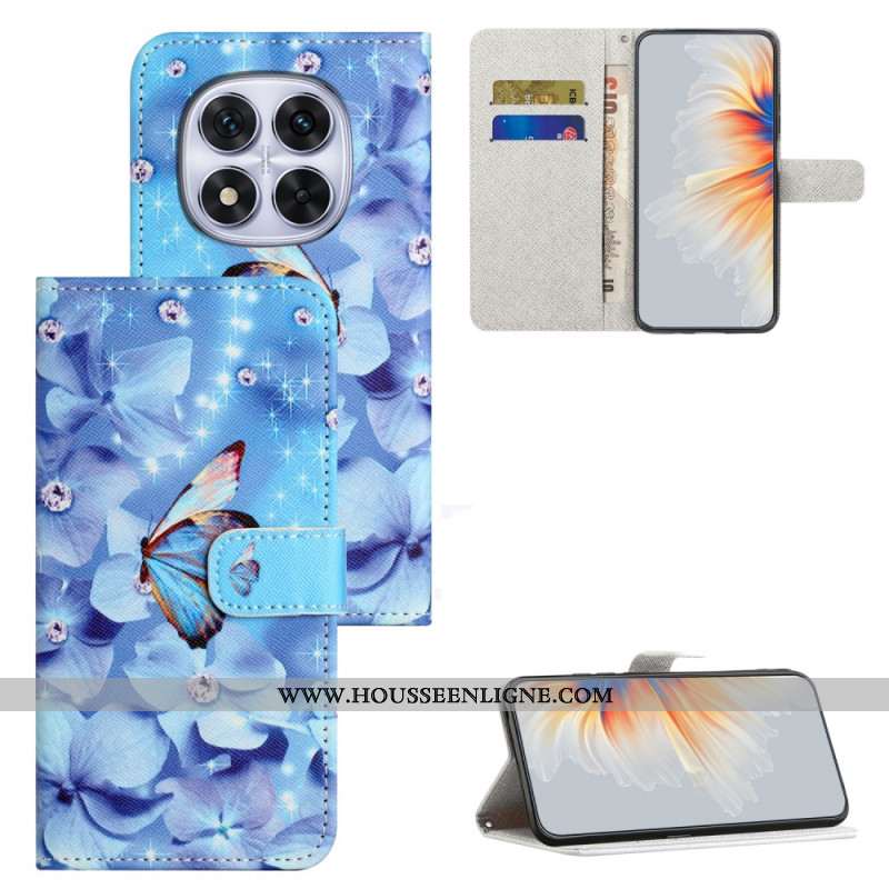 Housse Xiaomi Redmi Note 15 Pro Plus 5G / Poco M8 Pro 5G Fleurs et Papillons Bleus