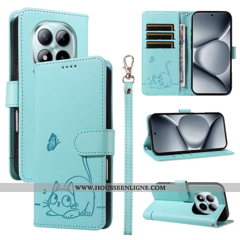 Housse Xiaomi Redmi Note 15 Pro Plus 5G / Poco M8 Pro 5G Gravure Chat à Lanière