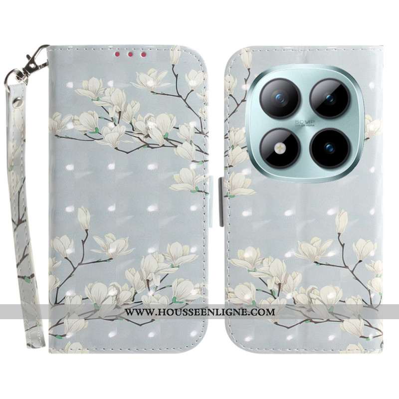 Housse Xiaomi Redmi Note 15 Pro Plus 5G / Poco M8 Pro 5G Magnolias à Lanière