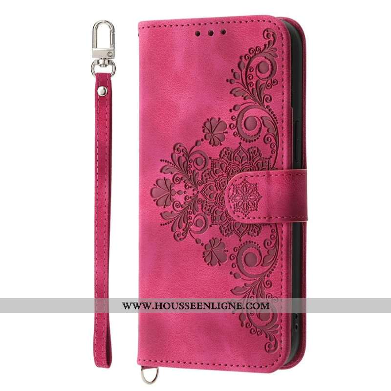 Housse Xiaomi Redmi Note 15 Pro Plus 5G / Poco M8 Pro 5G Motif Floral avec Bandoulière et Lanière